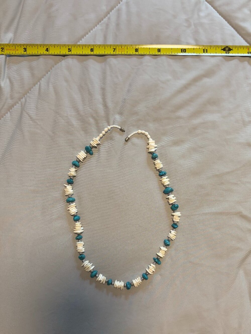 Coral blue and white necklace
